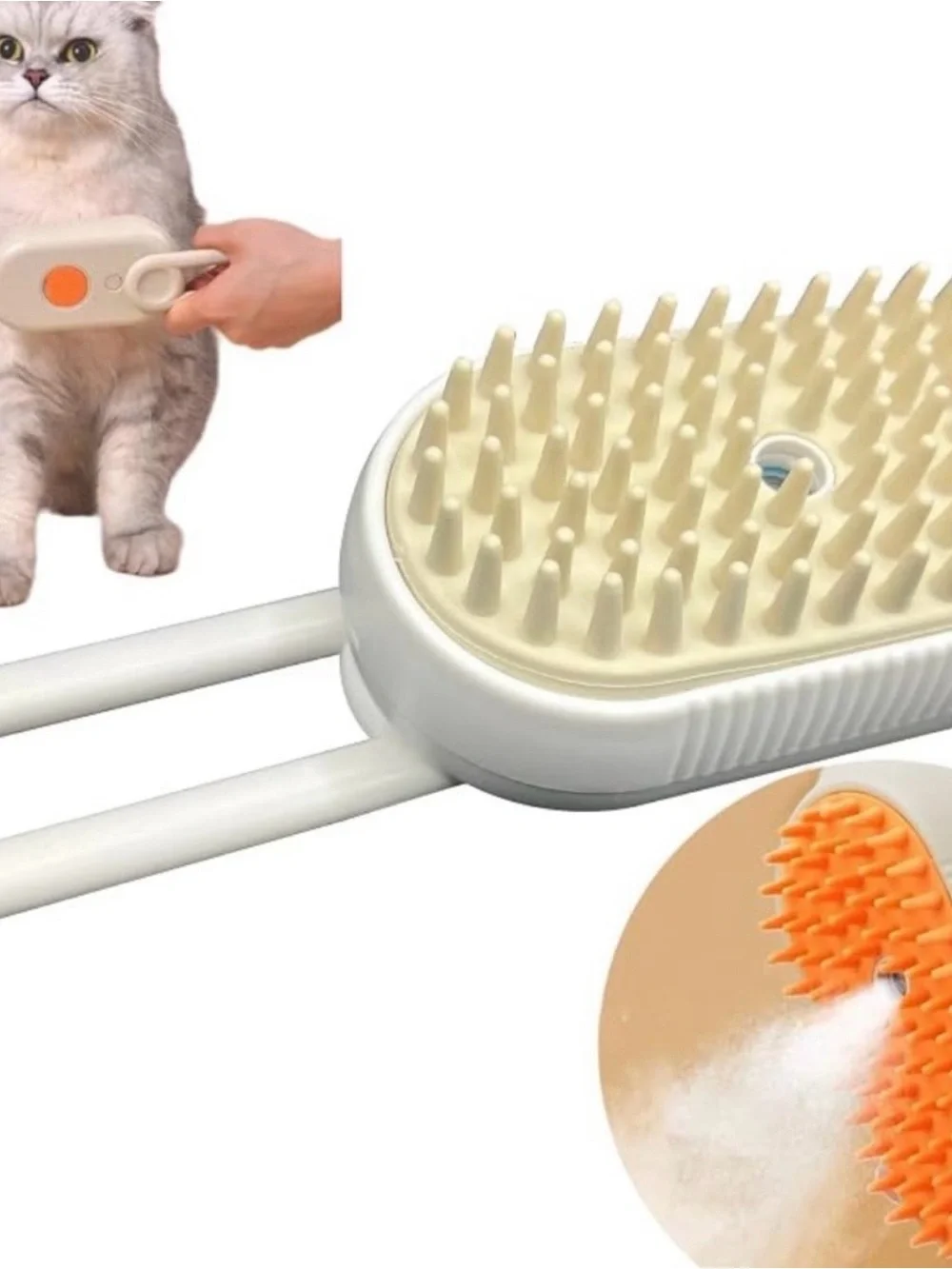 Electric Spray Handle Massage Brush - Cream and Orange